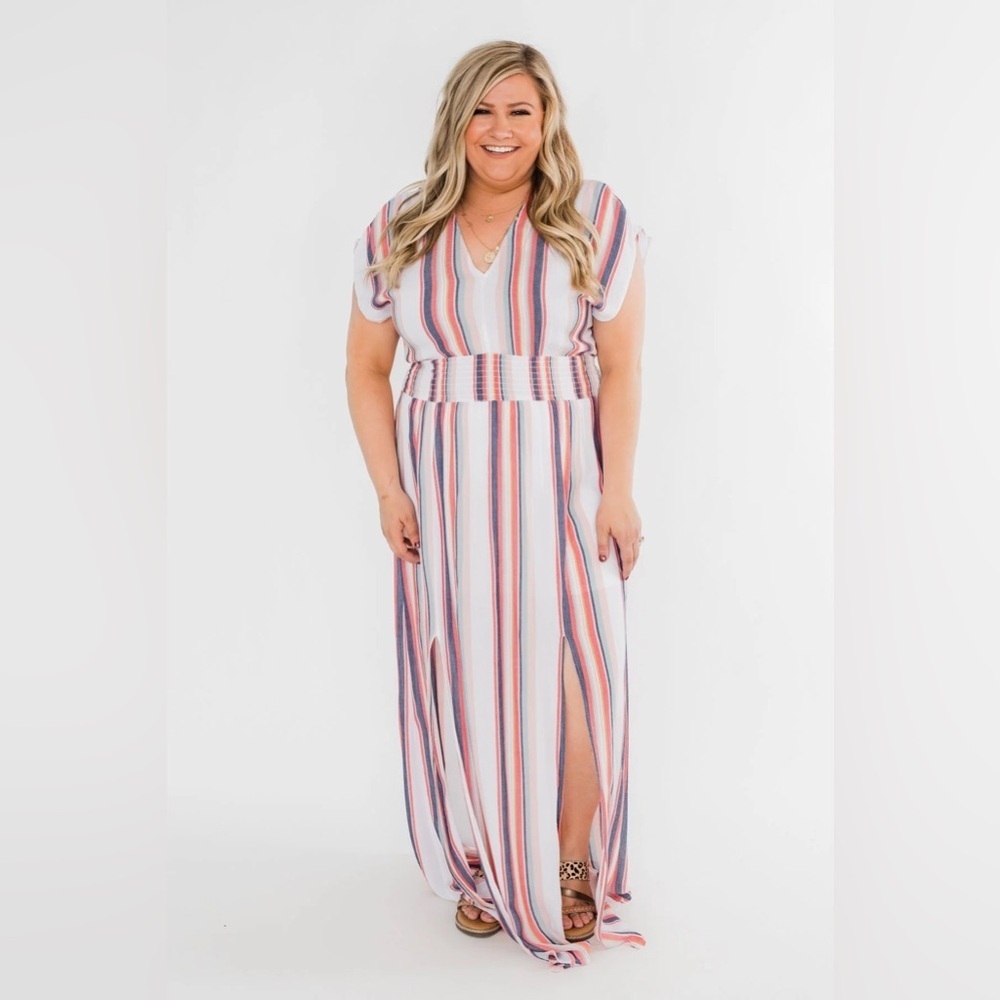 Spring Staccato Color Striped Maxi Dress - Small